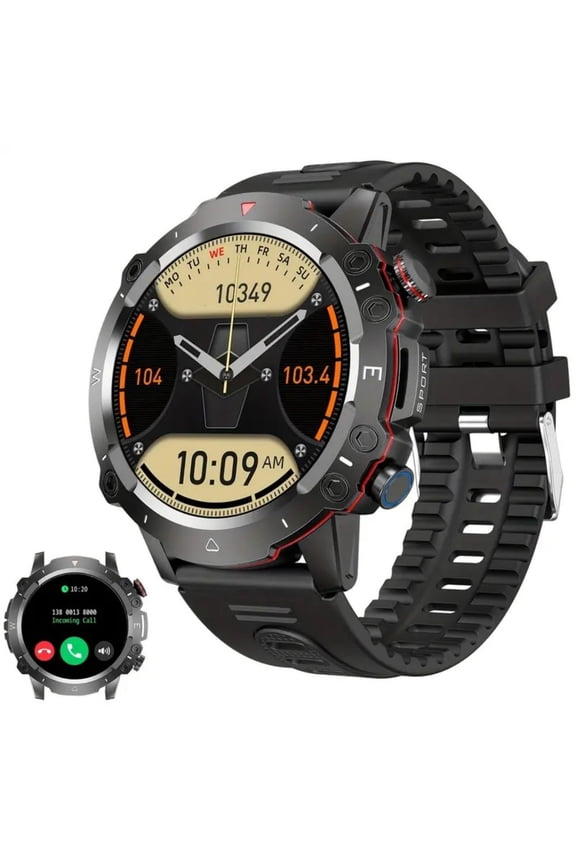 Smart Watch for Men Women, 1.53" Rugged Fitness Tracker for Android iPhone (Answer/Make Call), Black