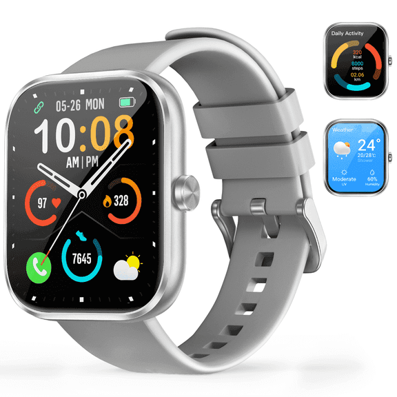Smart Watch for Men Women, 1.83" HD Touchscreen Fitness Watch with Bluetooth Call, 110+ Sport Modes, Silver