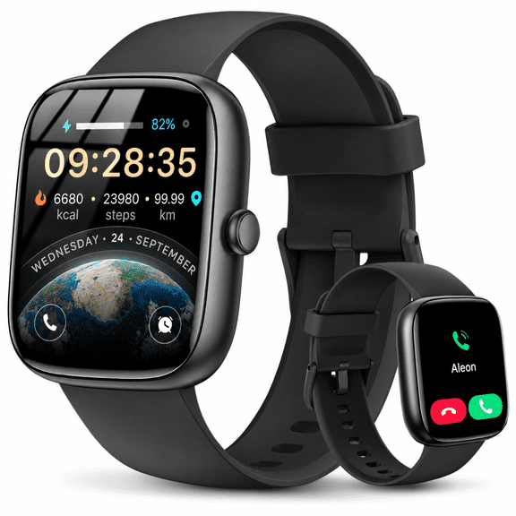 Cillso Mens Smart Watch for Android & iPhone, 1.83" Touchscreen Fitness Watch, 100 Sports Modes, IP68 Waterproof Smartwatch with Bluetooth Call, Black