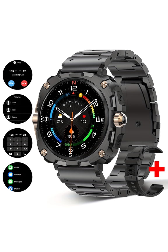 Smart Watch for Men & Women, Wireless Call/Dial, 1.43" HD Touch Screen, Multi-Sport Mode, Call/Message/APP Reminders, Compatible with iPhone/Android