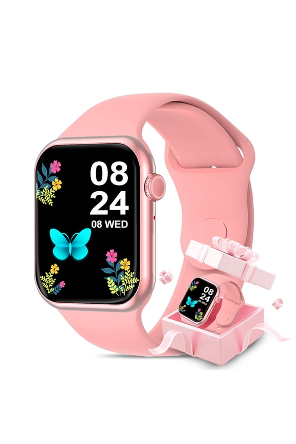 Smartwatch for Women, 1.75 Smart Watch for Android/iPhone, Make/Receive Calls/Message Alerts/IP67 Waterproof Outdoor Fitness Tracker Smartwatch (Pink)