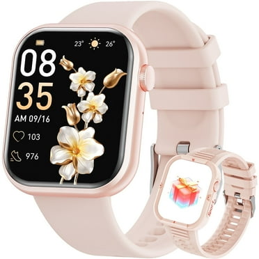 LZUEFK 1.85-inch Women's Smartwatch for Android & Iphone Devices with Fitness Tracker / 100+ Exercise Modes, IP67 Waterproof Fitness Watch (Pink)