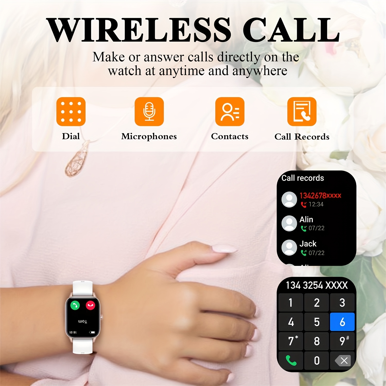 Smart Watch for Women, Wireless Call/Message, Borderless Design, Multi ...
