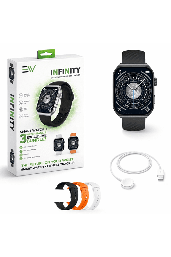 Smart Watch for iPhone & Android, Bluetooth Calling Fitness Watch with 3 Bands, 1.95" HD Touchscreen, Heart Rate, SpO2, Sleep Monitor, 100+ Sports Modes, IP68, Men & Women