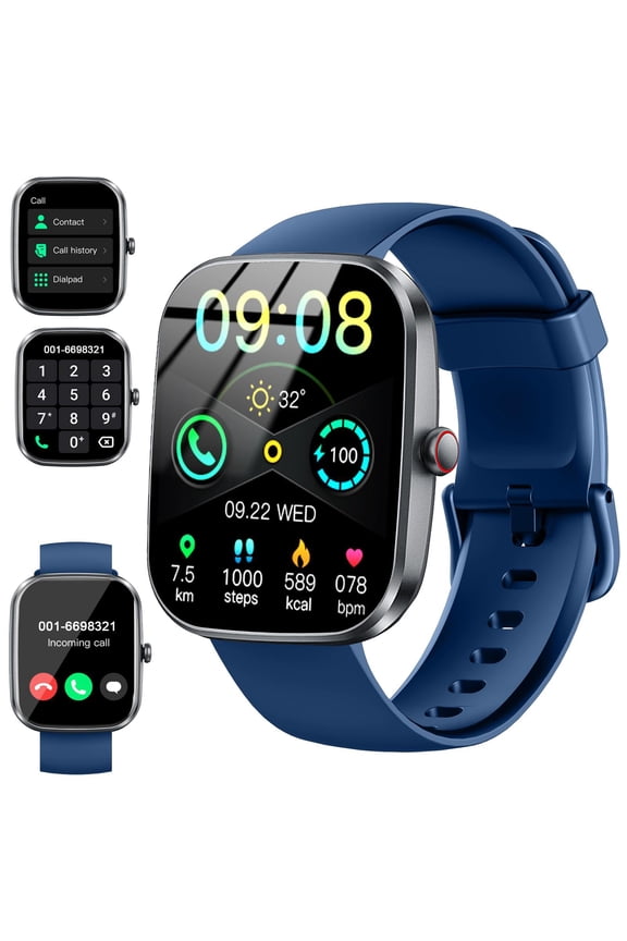 Smart Watch with AMOLED Display, IP68 Waterproof Bluetooth Call Heart Rate Sleep Tracking Long Battery Life