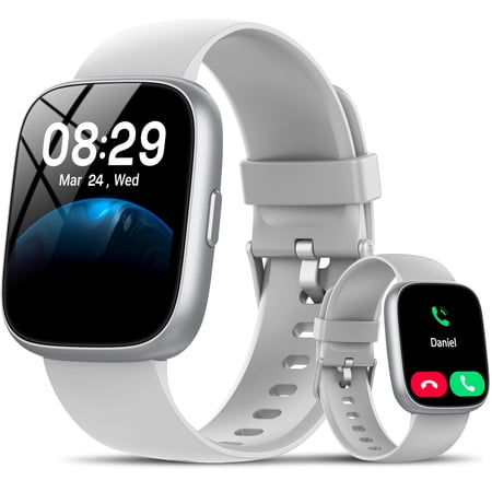 Smart Watch Fits for Android and IPhone, Smartwatch for Women Men with Alexa Built-in, 1.83" HD Touchscreen Fitness Tracker 120 Plus Sports Mode, Smart Watch with Bluetooth Call, IP68, for Gift Grey