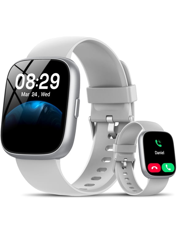 Smart Watch Fits for Android and IPhone, Smartwatch for Women Men with Alexa Built-in, 1.83" HD Touchscreen Fitness Tracker 120 Plus Sports Mode, Smart Watch with Bluetooth Call, IP68, for Gift Grey