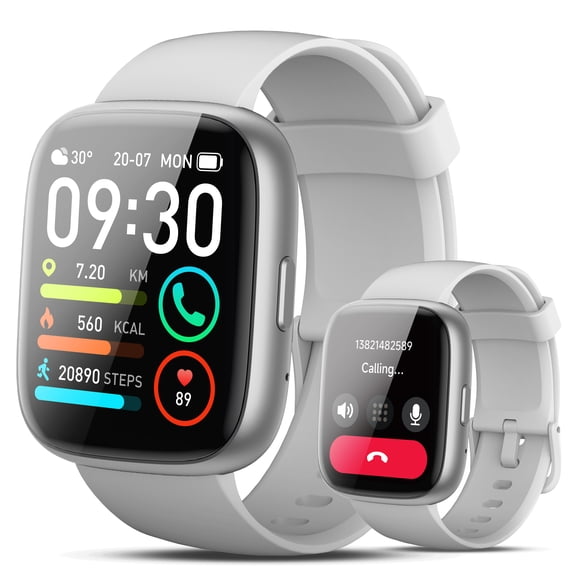 Smart Watch Fits for Android and IPhone, Smartwatch for Women Men with Alexa Built-in, 1.83" HD Touchscreen Fitness Tracker 120 Plus Sports Mode, Smart Watch with Bluetooth Call, IP68, for Gift Grey