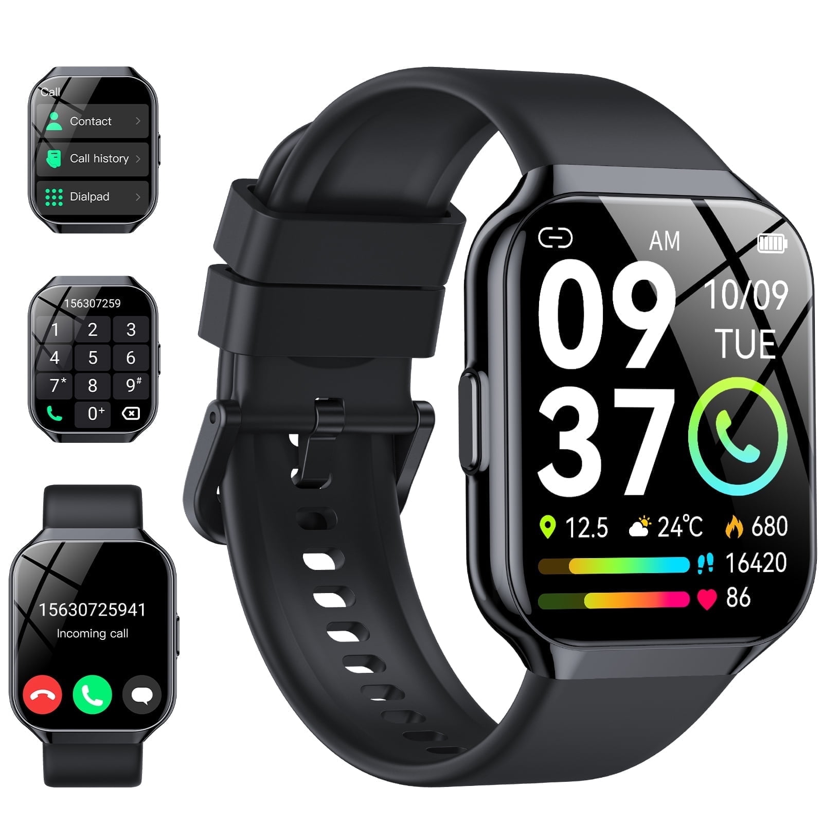 The Coupon deal of  Smart Watches Fit for Android and iPhone, IP68 Waterproof Smartwatch for Women Men 110+ Sports Modes 1.96-inch Fitness Tracker, Smart Watch with Bluetooth Call, for Gift Black