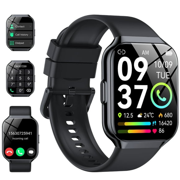 Smart Watches Fit for Android and iPhone, IP68 Waterproof Smartwatch for Women Men 110+ Sports Modes 1.96-inch Fitness Tracker, Smart Watch with Bluetooth Call, for Gift Black