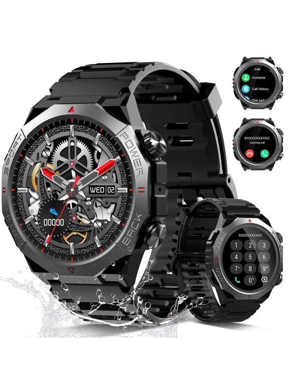 Smart Watches for Men (Answer/Make Call), 1.39" HD Military Smartwatch, 50+ Days Extra-Long Battery Life Fitness Tracker, Flashlight/110+Sports/Sleep Monitor/IP68 Waterproof Android