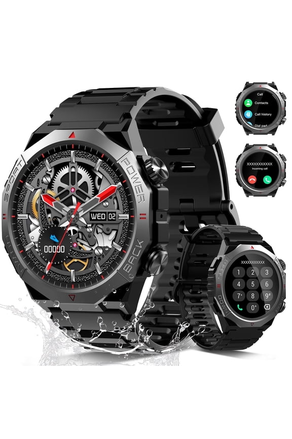 Smart Watches for Men (Answer/Make Call), 1.39" HD Military Smartwatch, 50+ Days Extra-Long Battery Life Fitness Tracker, Flashlight/110+Sports/Sleep Monitor/IP68 Waterproof Android