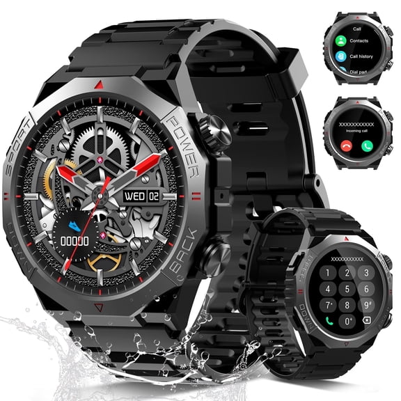 Smart Watches for Men (Answer/Make Call), 1.39" HD Military Smartwatch, 50+ Days Extra-Long Battery Life Fitness Tracker, Flashlight/110+Sports/Sleep Monitor/IP68 Waterproof Android