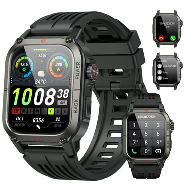 Tikland Military Smart Watches for Men Answer/Make Calls 1.91'' HD Rugged Smart Watch Fits for Android and iPhone, Waterproof Fitness Tracker with 100+ Sport Modes, Watches for Men, Black