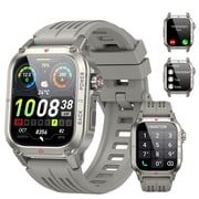 Military Smart Watches for Men Answer/Make Calls, 1.91 HD Fitness Outdoor Sports Rugged Smart Watch for Android and iPhone, Waterproof Fitness Tracker with 100+ Sport Modes, Watches for Men, Gray