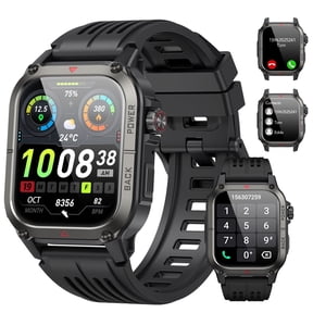 Military Smart Watches for Men Answer/Make Calls 1.91'' HD Rugged Smart Watch Fits for Android and iPhone, Waterproof Fitness Tracker with 100+ Sport Modes, Watches for Men, Black