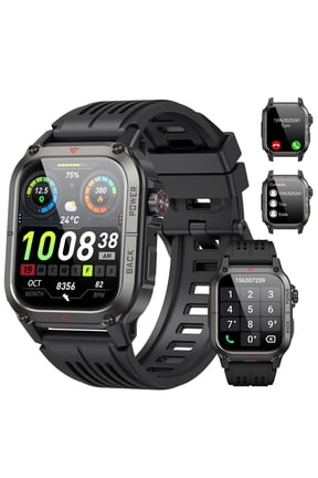 Military Smart Watches for Men Answer/Make Calls 1.91'' HD Rugged Smart Watch Fits for Android and iPhone, Waterproof Fitness Tracker with 100+ Sport Modes, Watches for Men, Black