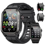 Military Smart Watches for Men Answer/Make Calls 1.91 HD Rugged Smart Watch Fits for Android and iPhone, Waterproof Fitness Tracker with 100+ Sport Modes, Watches for Men, Black