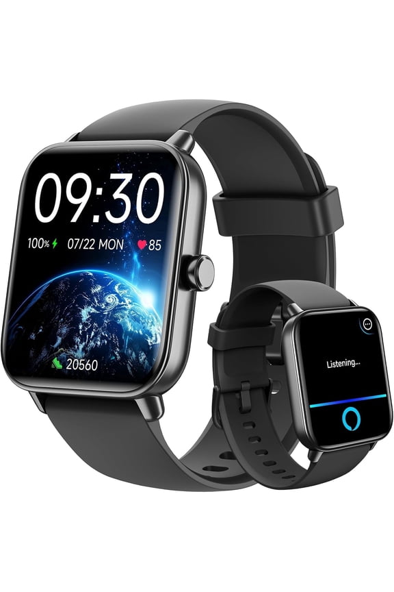 IP68 Waterproof Smartwatch 100+ Sports Modes Smart Watch Fits for Android and iPhone, for Women Men 1.91-inch Fitness Tracker, Smart Watch with Bluetooth Call(Answer/Make Calls), for Gift Black