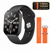 Smart Watches for Men Women with AI Voice, 2 Straps Smartwatch for Android/iPhone, 100+ Sport Modes 2.01" Fitness Watch, Bluetooth Answer/Make Calls, Sleep Monitor, IP67 Waterproof, for Gift Black