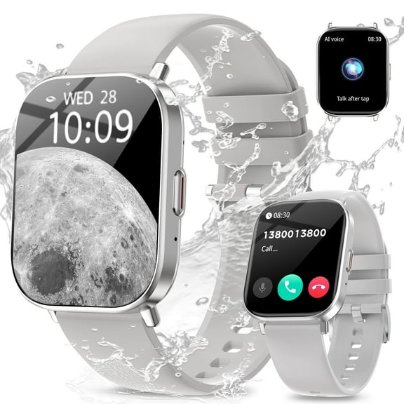 Smart Watches for Men Women(Call Receive/Dial),2.01” Touch Screen Fitness Tracker with  /Heart Rate/Sleep Monitor, 120+Sports Modes, IP67 Waterproof Smartwatch for Android iPhone, Sliver