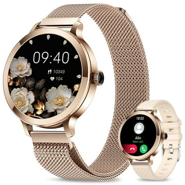 Women Smart Watches, 1.106" AMOLED Small Screen Smartwatch Answer/Make Call for Android iOS Phones, IP68 Waterproof Fitness Activity Tracker with 100+ Sports, Heart Rate, SpO2, Rose Gold