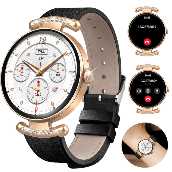 Smart Watches for Women, 1.2'' AMOLED HD Round Screen Fitness Trackers with Bluetooth Call (Answer/Make/Text), 100  Sports Mode, IP68 Waterproof Women Smart Watch for Android IOS