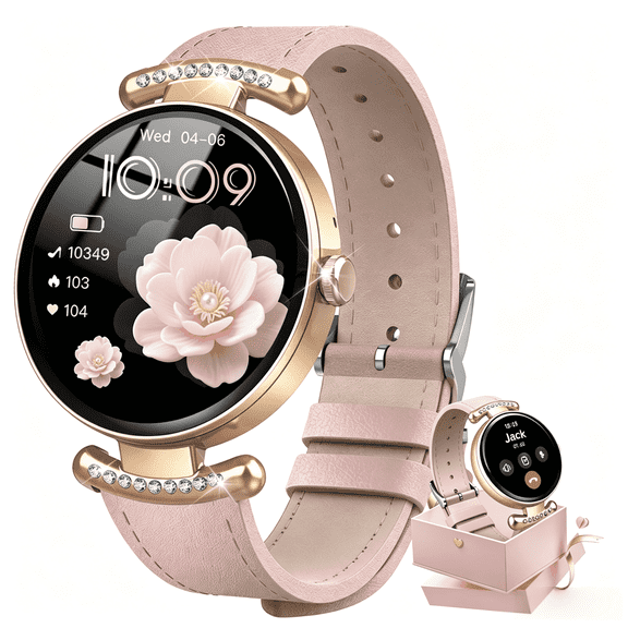 Smart Watches for Women, 1.2'' AMOLED HD Round Screen Fitness Trackers with Bluetooth Call (Answer/Make/Text), 100+ Sports Mode, IP68 Waterproof Women Smart Watch for Android IOS