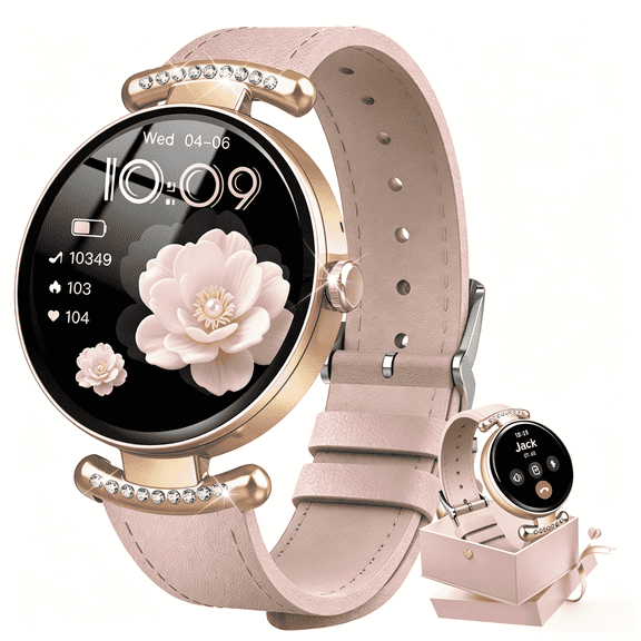 Smart Watches for Women, 1.2'' AMOLED HD Round Screen Fitness Trackers with Bluetooth Call (Answer/Make/Text), 100+ Sports Mode, IP68 Waterproof Women Smart Watch for Android IOS