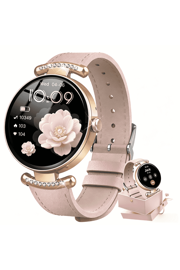 Smart Watches for Women, 1.2'' AMOLED HD Round Screen Fitness Trackers with Bluetooth Call (Answer/Make/Text), 100+ Sports Mode, IP68 Waterproof Women Smart Watch for Android IOS