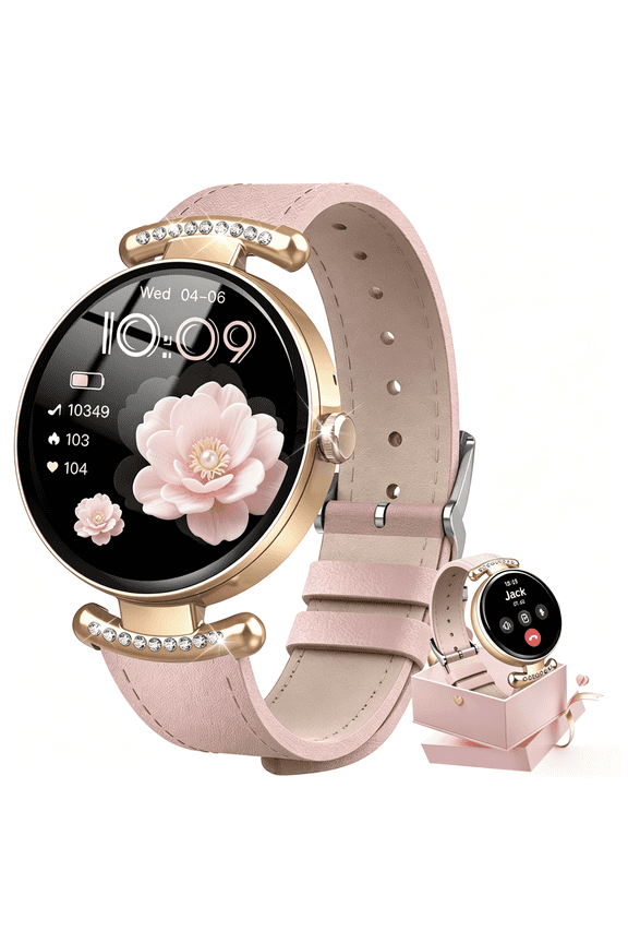 Smart Watches for Women, 1.2'' AMOLED HD Round Screen Fitness Trackers with Bluetooth Call (Answer/Make/Text), 100+ Sports Mode, IP68 Waterproof Women Smart Watch for Android IOS