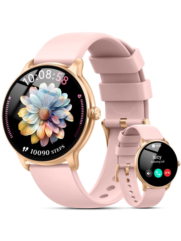 Smart Watches for Women, Answer/Make Call, 1.32'' AMOLED HD Touchscreen Fitness Tracker with IP68 Waterproof, Reminders, 100+ Sports Modes, lightweight, Compatible with Android IOS Phone Pink, Gift