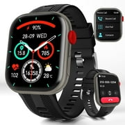 Lmcpa 2.01 Inch Women Men's Smart Watch for iPhone and Android with 120+ Sports Modes, Fitness Watch with Bluetooth Call/IP68 Waterproof/AI Voice/Step/Sleep Monitor, Black