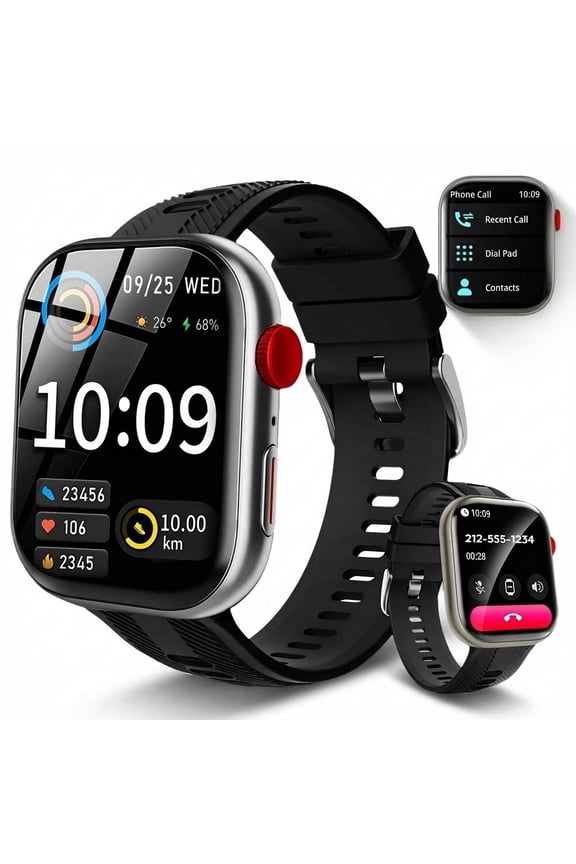 2.01 inch Smart Watch for Android and IPhone, Smartwatch for Women Men with 120+ Modes, Fitness Trackers with Bluetooth Call / IP68 Waterproof, Best Gift, Black