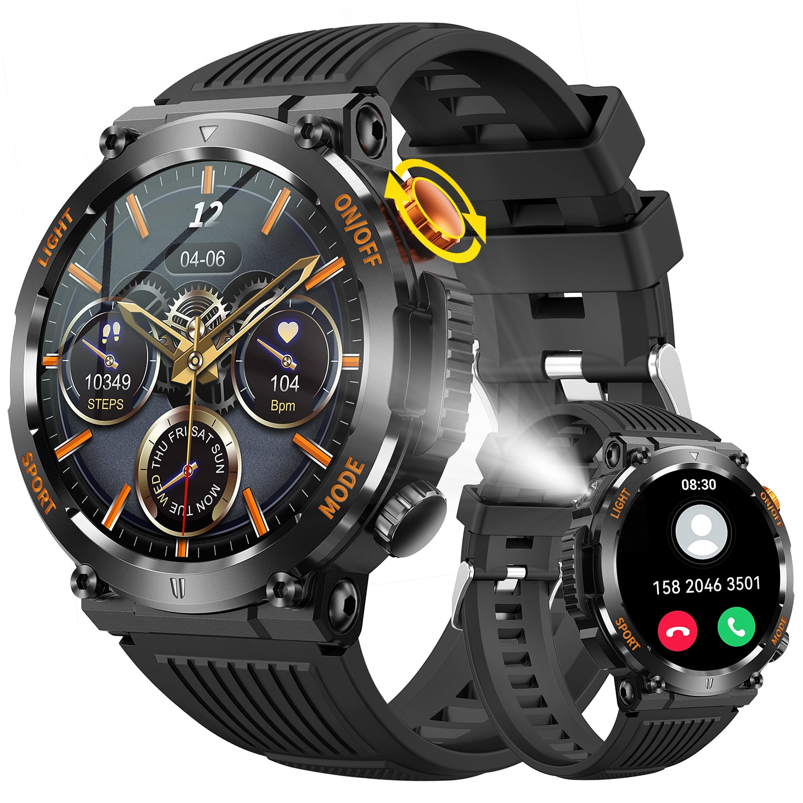 Smart Watches for Men with Compass LED Lighting(Make/Answer Call), 1.46 ...