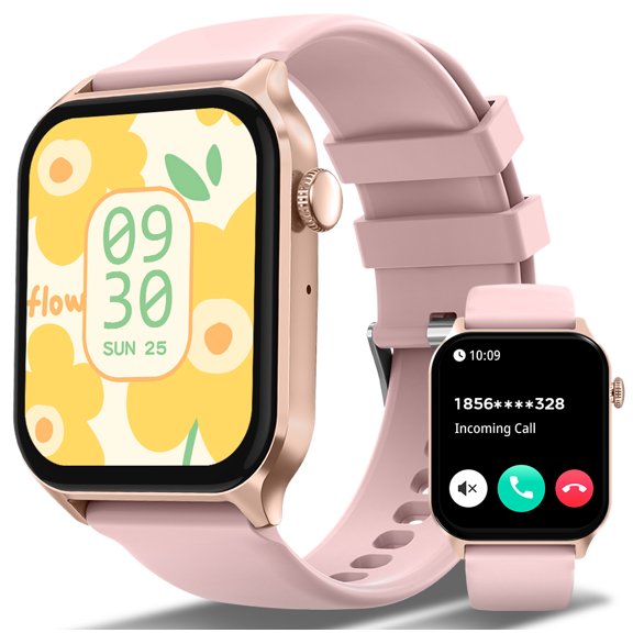 Smart Watches for Women, 4.6CM'' Outdoor Digital Fitness Watch with Multi-Function for Fitness, Daily Use, Compatible with IOS & Android-Pink