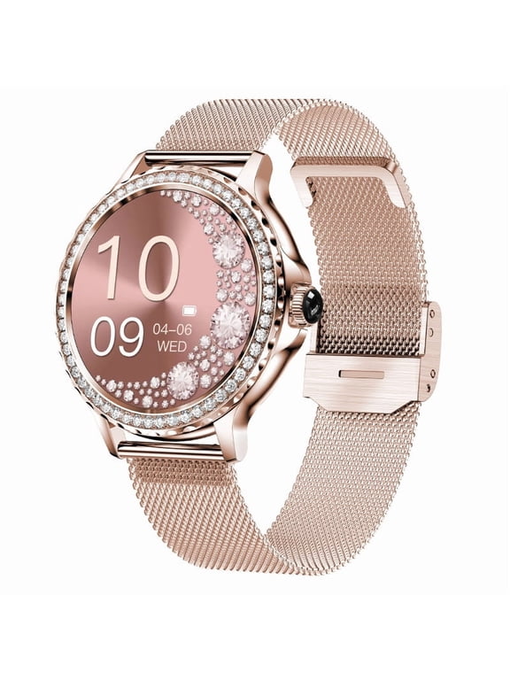 Smart Watches for Women (Answer/Make Call) with Diamonds, 1.3”HD Screen Bluetooth Smartwatch for Android iOS Phones, IP68 Waterproof Fitness Activity