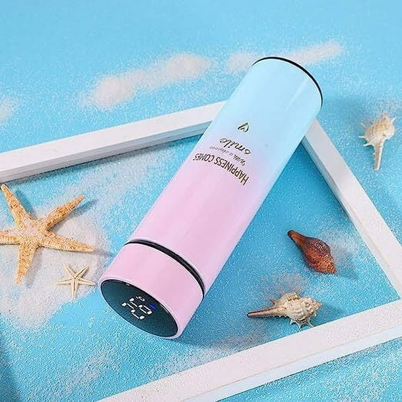 Smart Water Bottle Insulated Water Bottle Coffee Bottle Travel Coffee Mug Flasks for Hot and and Cold Drinks 16.9 oz/500ml (Gradient purple)