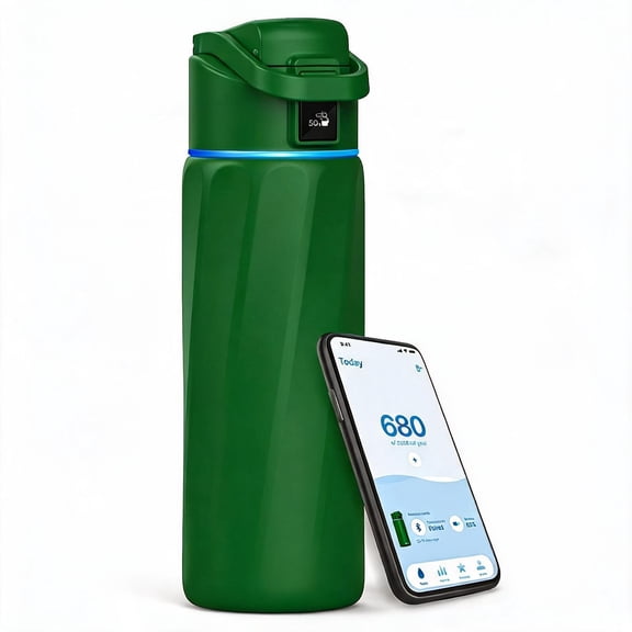 Smart Water Bottle with Hydration Reminder 24 Ounces Emerald Green