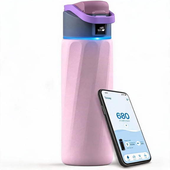 Smart Water Bottle with Hydration Reminder 24 Ounces Pink