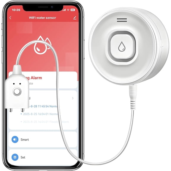 Smart Water Leak Detector: WiFi Water Sensor with APP Push Notifications and Sound Alarm, Water Leakage and Low Water Level Monitoring, Compatible with Alexa, Google Home, Suit for Basement, Kitchen