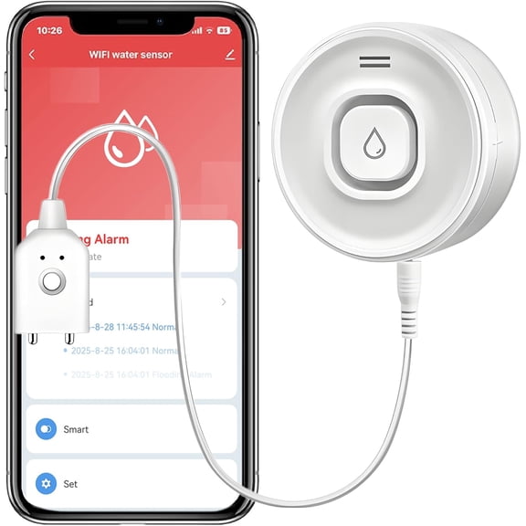 Smart Water Leak Detector: WiFi Water Sensor with APP Push Notifications and Sound Alarm, Water Leakage and Low Water Level Monitoring, Compatible with Alexa, Google Home, Suit for Basement, Kitchen