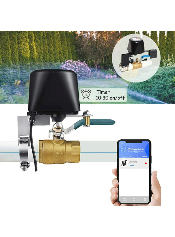 Smart Water Valve, 1/2", 3/4", 1" WiFi Bluetooth Control, Voice Control, Remote Sprinkler Timer, Auto Shutoff, Compatible with Alexa & Google, Garden/Kitchen Use