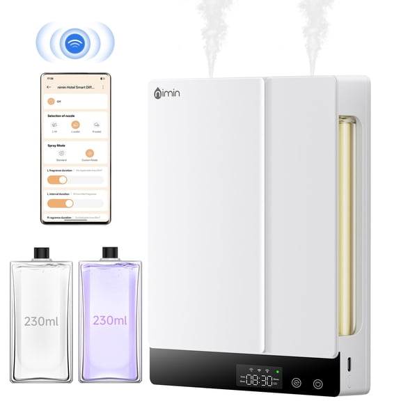Smart Waterless Essential Oil Diffuser - Aromatherapy Scent Machine for Home & Office, Xiaomi Home APP, Remote Control, Dual Chambers/Nozzles, 2230ml Oils, Hotel Collection, Wall/Desktop