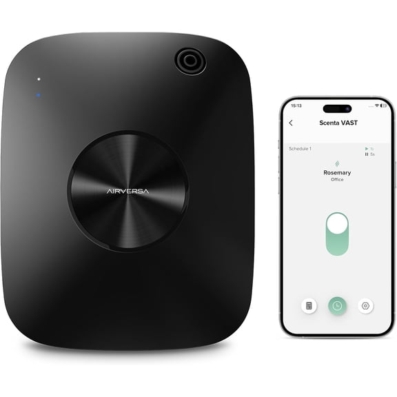 Smart Waterless Essential Oil Scent Air Machine with 12A1V Power Adapter for Large Rooms Spaces Home and Commercial Use, Up to 2000 sq ft 400 mL Capacity Scent , Black ANA