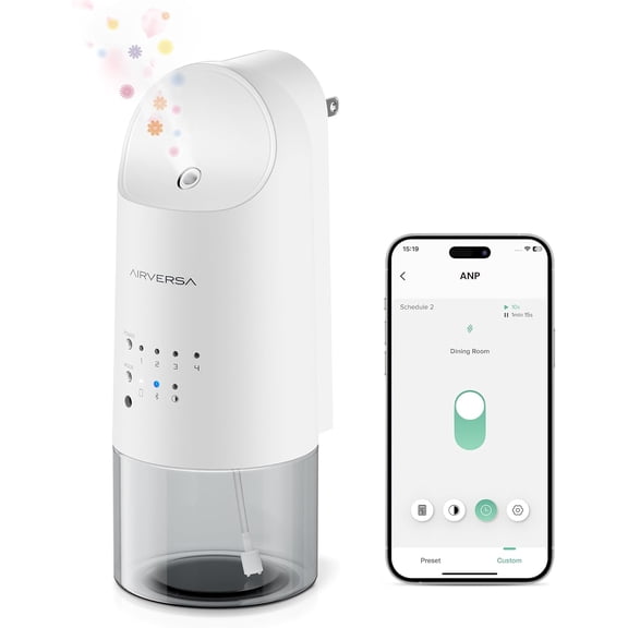 Smart Waterless Plug in Wall for Essential Oils, 160mL, App Control Scent with Buttons, Up to 800 sq ft, Oil for Home, Room, Spa, Office, Studio, ANP White