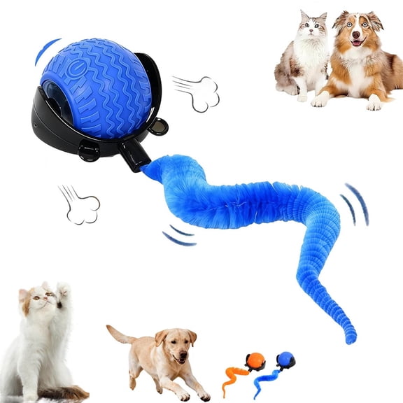 The Smart Wave Chase Ball, Pet Ball with Obstacle Sensors,Interactive Fast Moving Ball with Tail,Adaptive Speed Modes,USB Recharge,Automatic Chase Balls Toy for Dog Cat Indoor Play