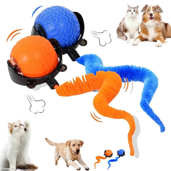 The Smart Wave Chase Ball, Pet Ball with Obstacle Sensors,Interactive Fast Moving Ball with Tail,Adaptive Speed Modes,USB Recharge,Automatic Chase Balls Toy for Dog Cat Indoor Play