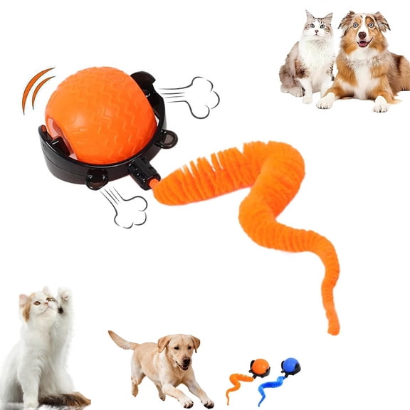 The Smart Wave Chase Ball, Pet Ball with Obstacle Sensors,Interactive Fast Moving Ball with Tail,Adaptive Speed Modes,USB Recharge,Automatic Chase Balls Toy for Dog Cat Indoor Play