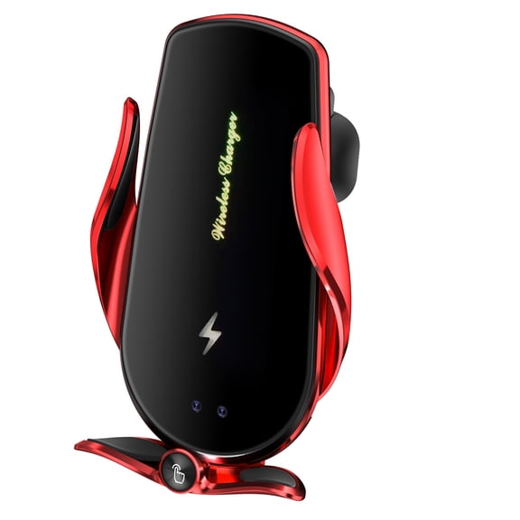 Smart Wear And Wireless Charger Wireless Car Vent 15W Qi Fast Charging Auto-Clamping Car Hands Phone Holder Mount For Smartphone Compatible With IOS ,Android Charger Mount For Car Red